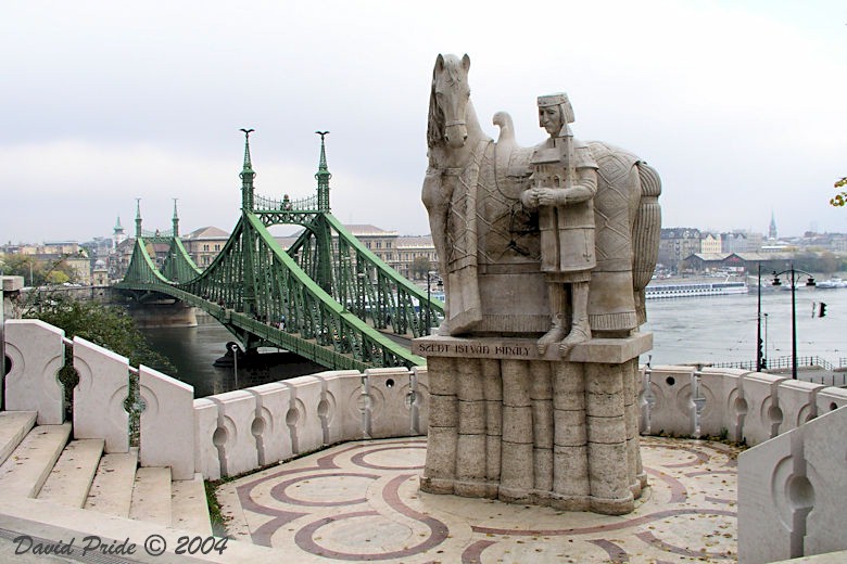 Statue of St. Stephen and the Liberty Bridge